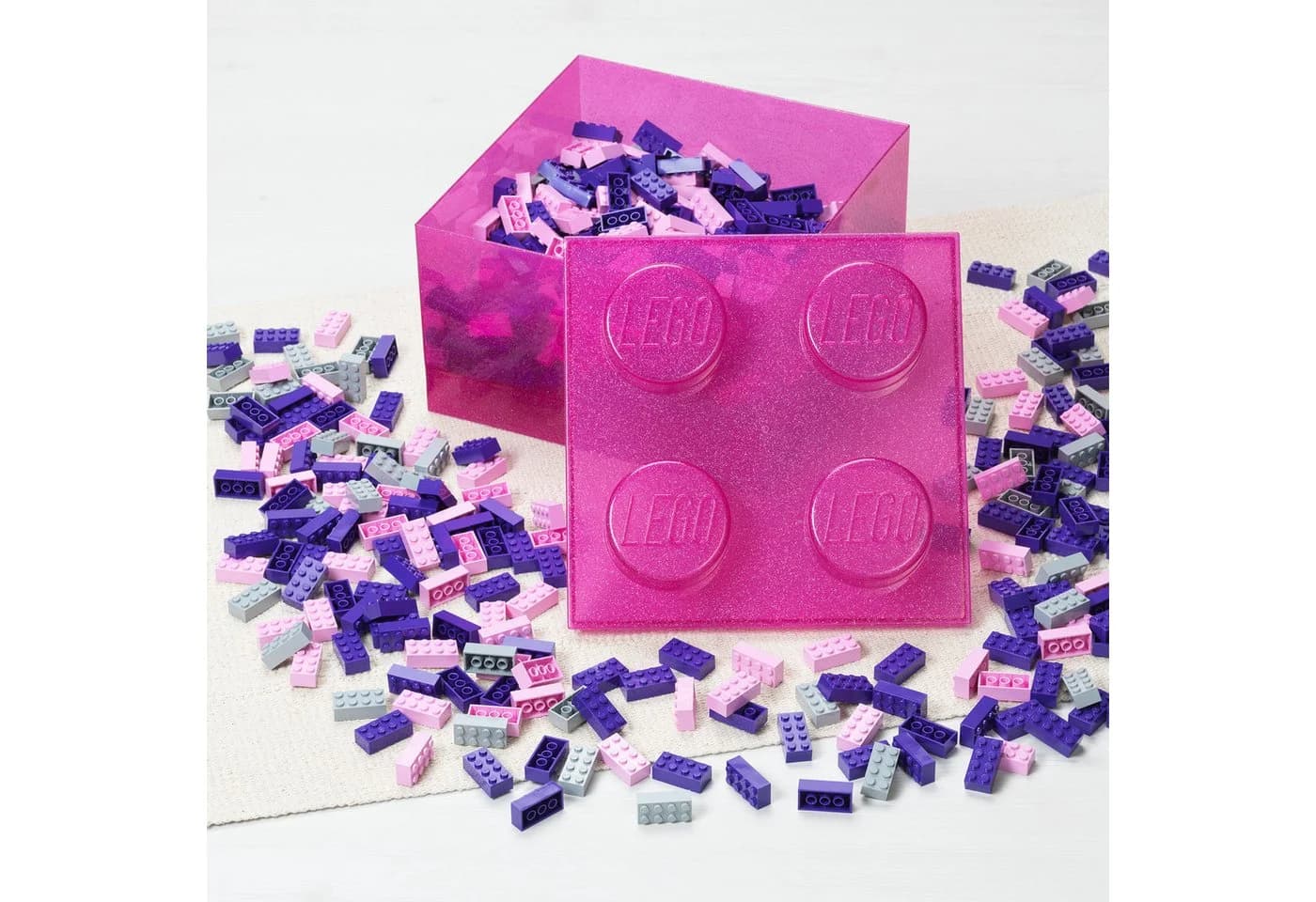 LEGO Storage Brick 4 Top Lid Glitter Aufbewahrungsbox Pink/Transparent - Bild 4