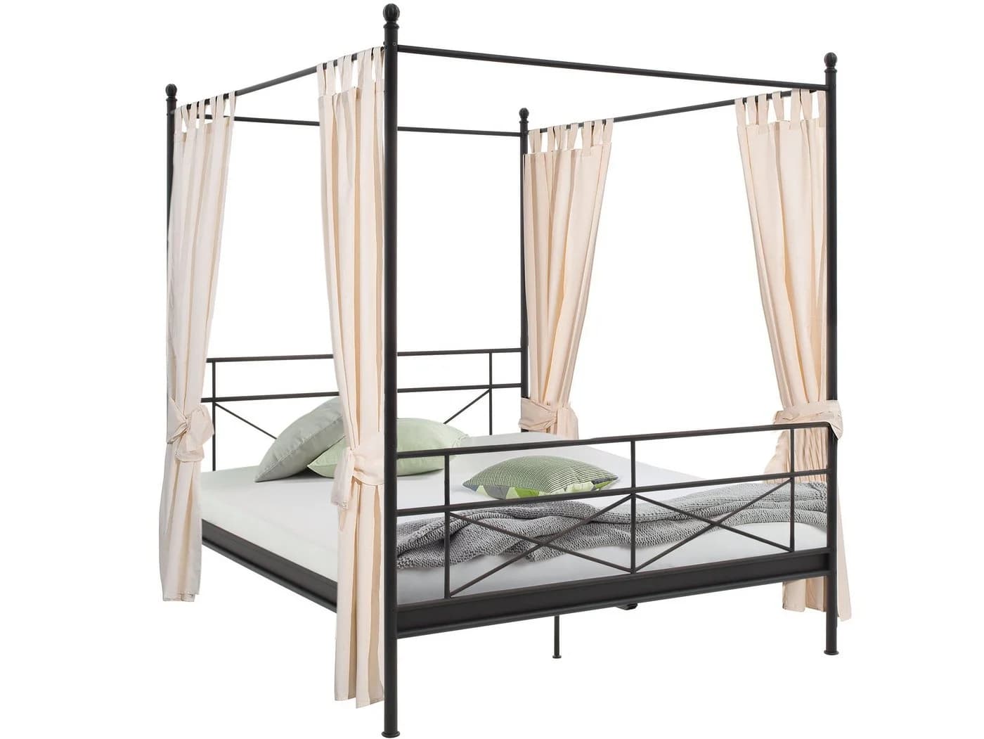 loft24 Himmelbett Tanja Metallbett Landhausstil Schwarz 180x200 cm - Bild 4