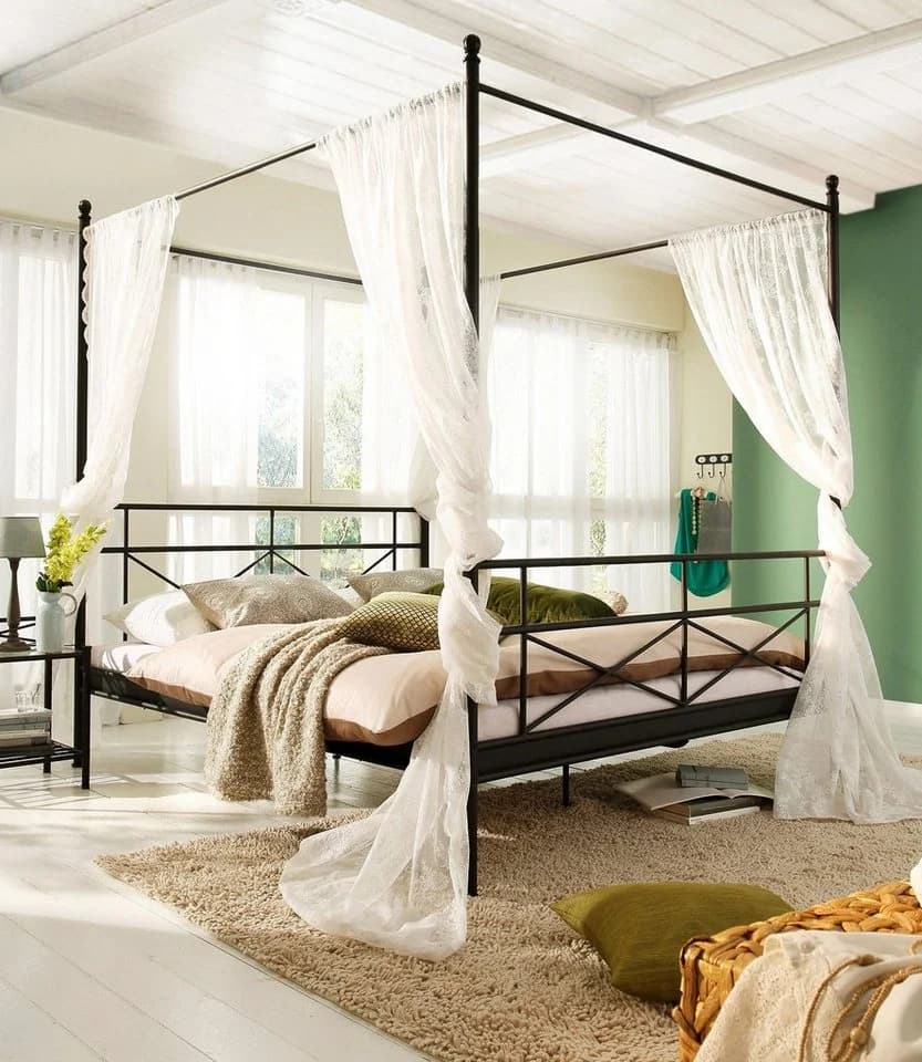 loft24 Himmelbett Tanja Metallbett Landhausstil Schwarz 180x200 cm - Bild 5