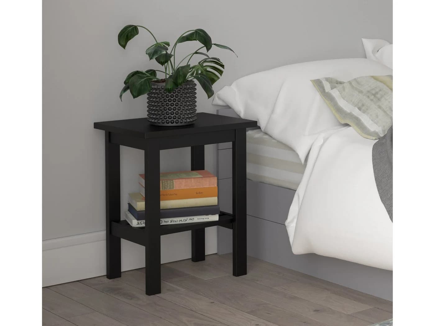 loft24 Nachttisch Trento Schwarz MDF Kiefer Modern