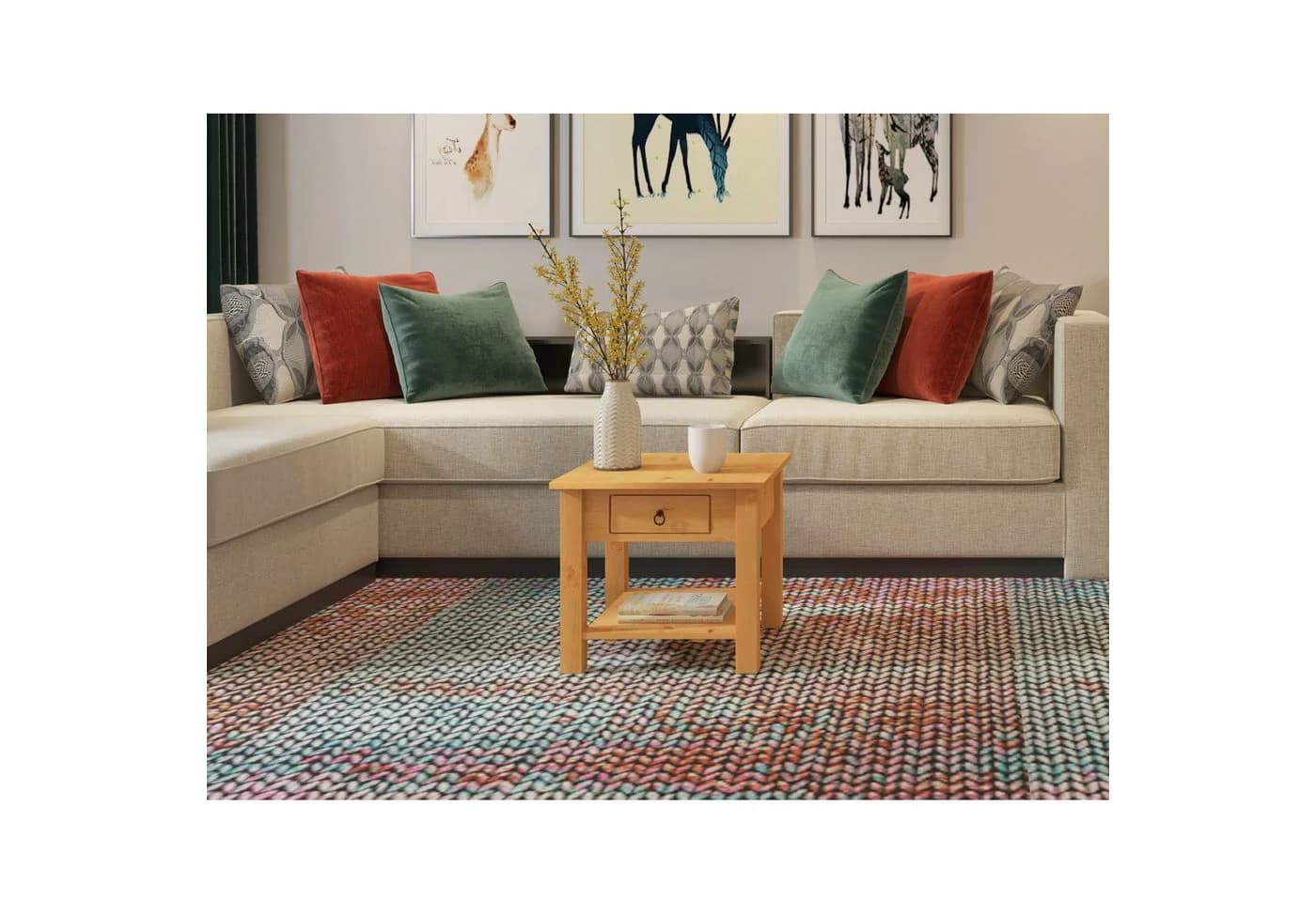 loft24 Couchtisch Inga Beige Kiefer Landhausstil mit Schubladen