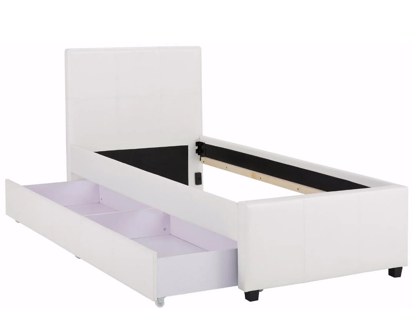 loft24 Bettschubkasten Margit 190 cm cremeweiß Kunstleder