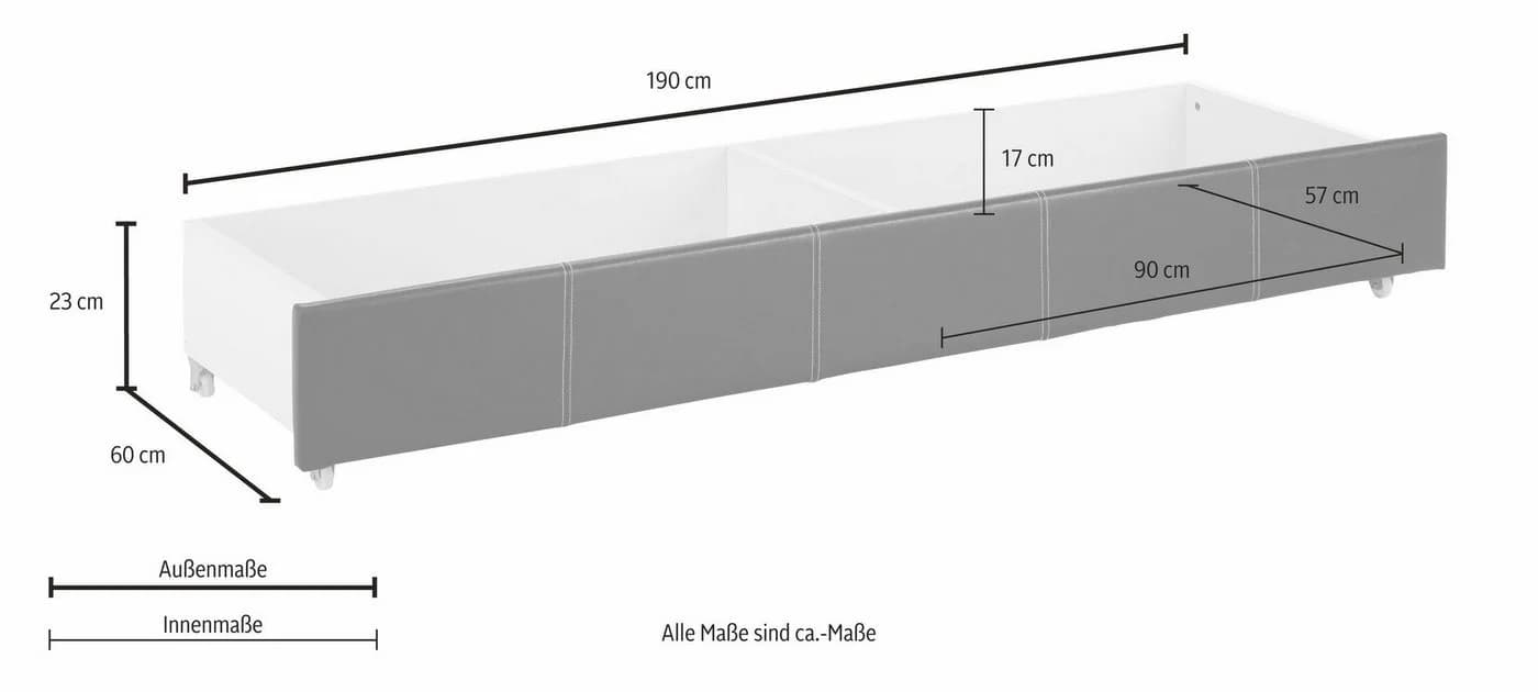 loft24 Bettschubkasten Margit 190 cm cremeweiß Kunstleder - Bild 2