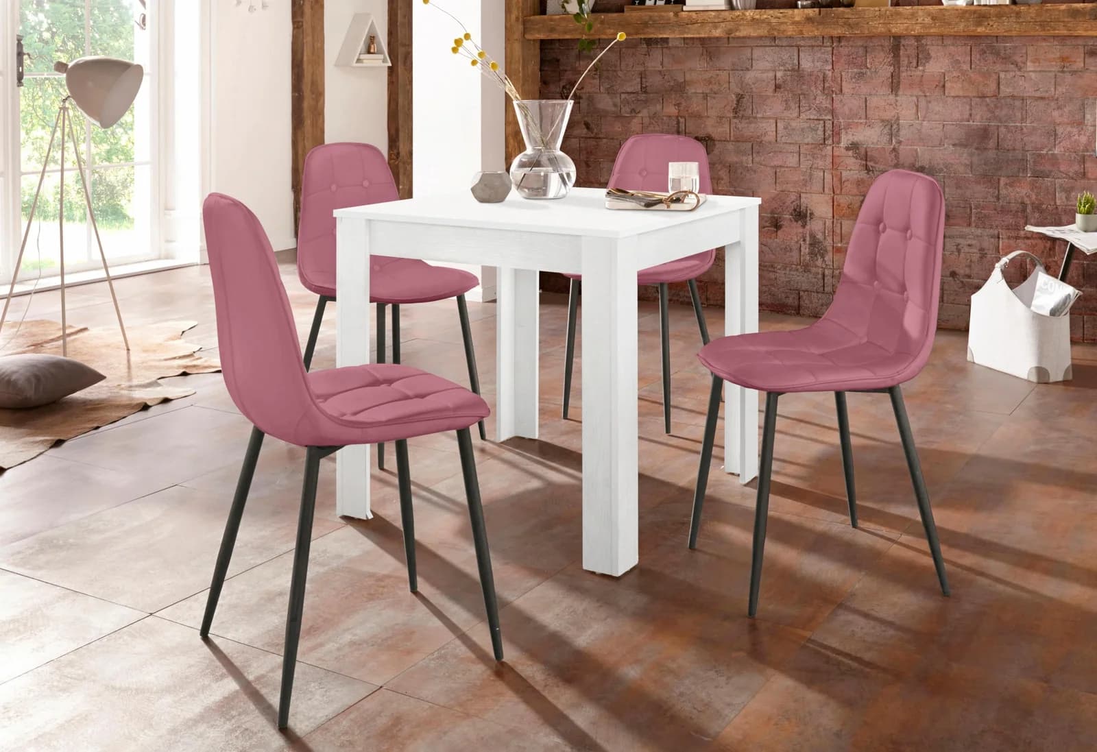 INOSIGN Essgruppe Rosa Weiß mit Struktur 5-tlg.