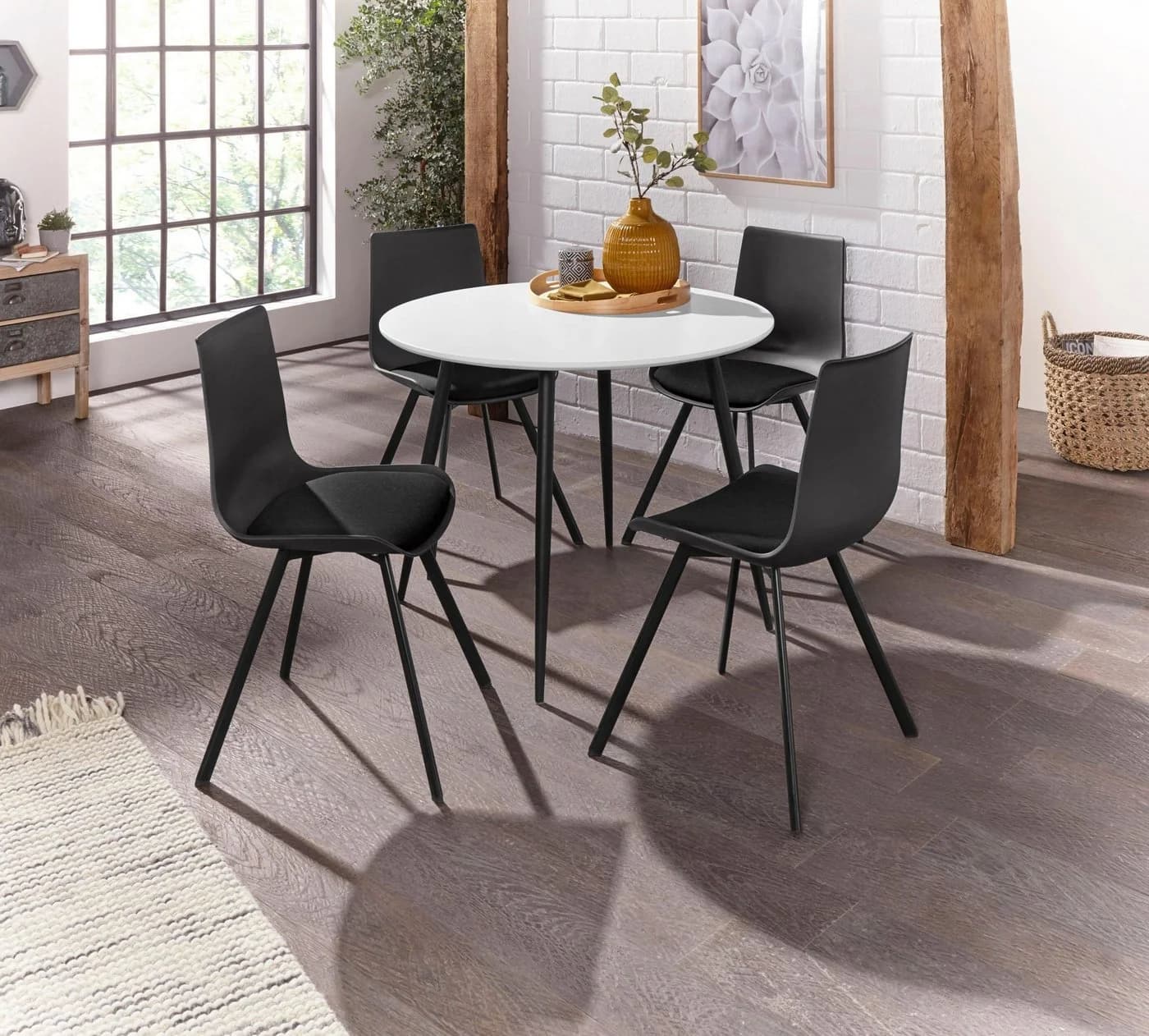 loft24 Esszimmerstuhl Lala Schwarz 2er Set mit Sitzkissen - Bild 3