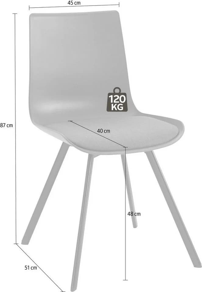 loft24 Esszimmerstuhl Lala Schwarz 2er Set mit Sitzkissen - Bild 4