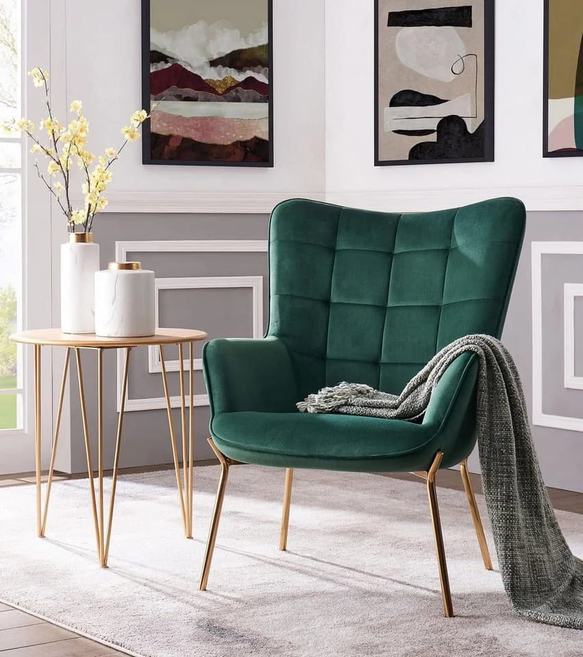 loft24 Loungesessel Bruce Samt grün Metallgestell - Bild 2