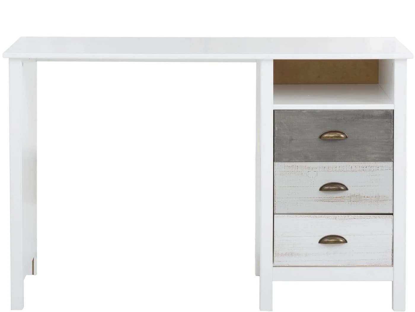 loft24 Schreibtisch Salvatore Weiß mit 3 Schubladen Landhausstil