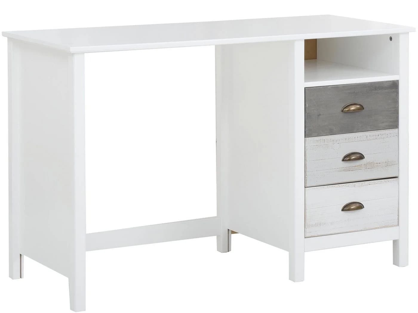 loft24 Schreibtisch Salvatore Weiß mit 3 Schubladen Landhausstil - Bild 2