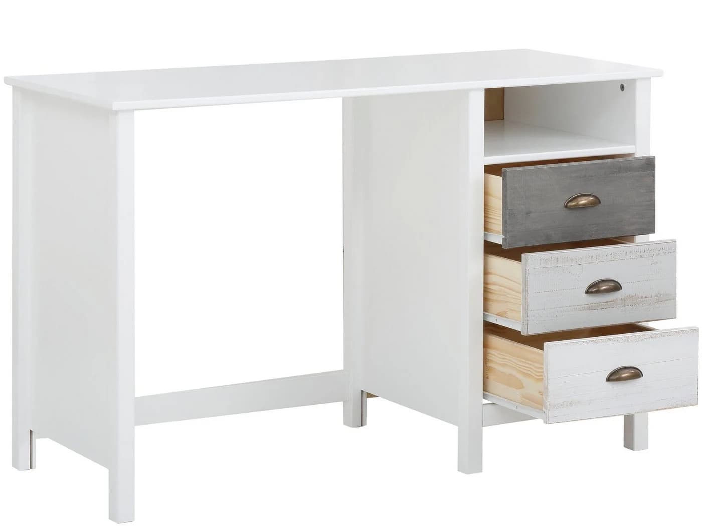 loft24 Schreibtisch Salvatore Weiß mit 3 Schubladen Landhausstil - Bild 3