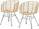 loft24 Rattanstuhl Cello 2er-Set mit Armlehne Silber/Natur Bild 1