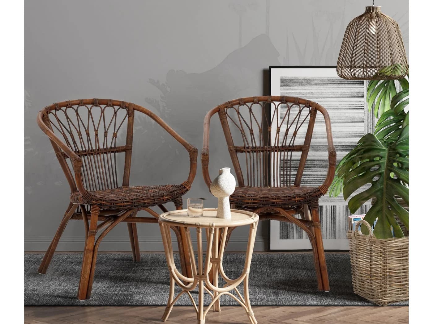 loft24 Rattanstuhl Kello 2er-Set Rattangeflecht maritim - Bild 2