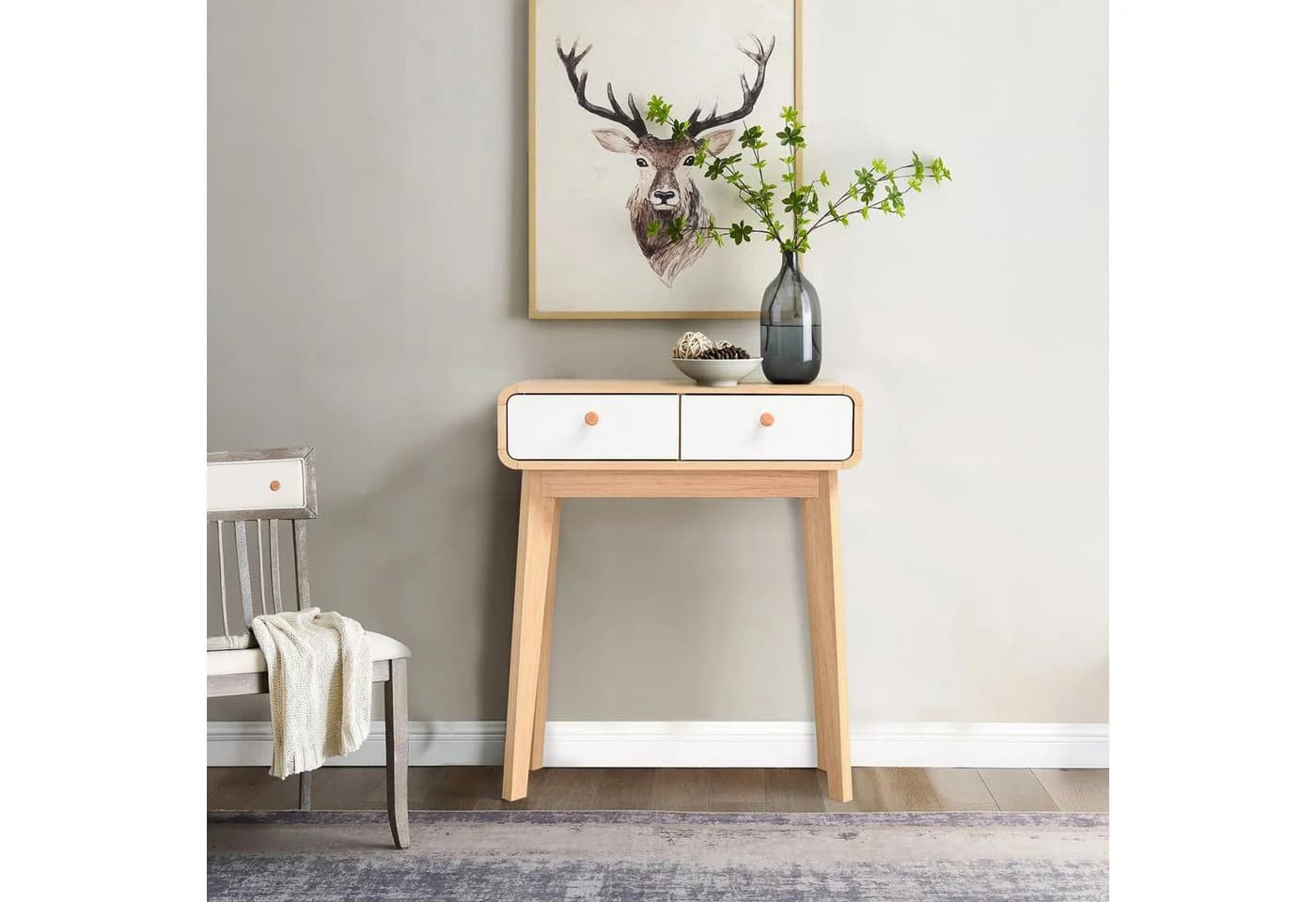 loft24 Konsolentisch Caitlin Beige 2 Schubladen Skandinavisches Design - Bild 2