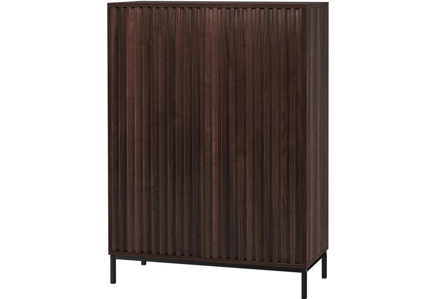 loft24 Hochschrank Cecilie Highboard mit geriffelten Fronten Metallgestell Braun - Bild 5