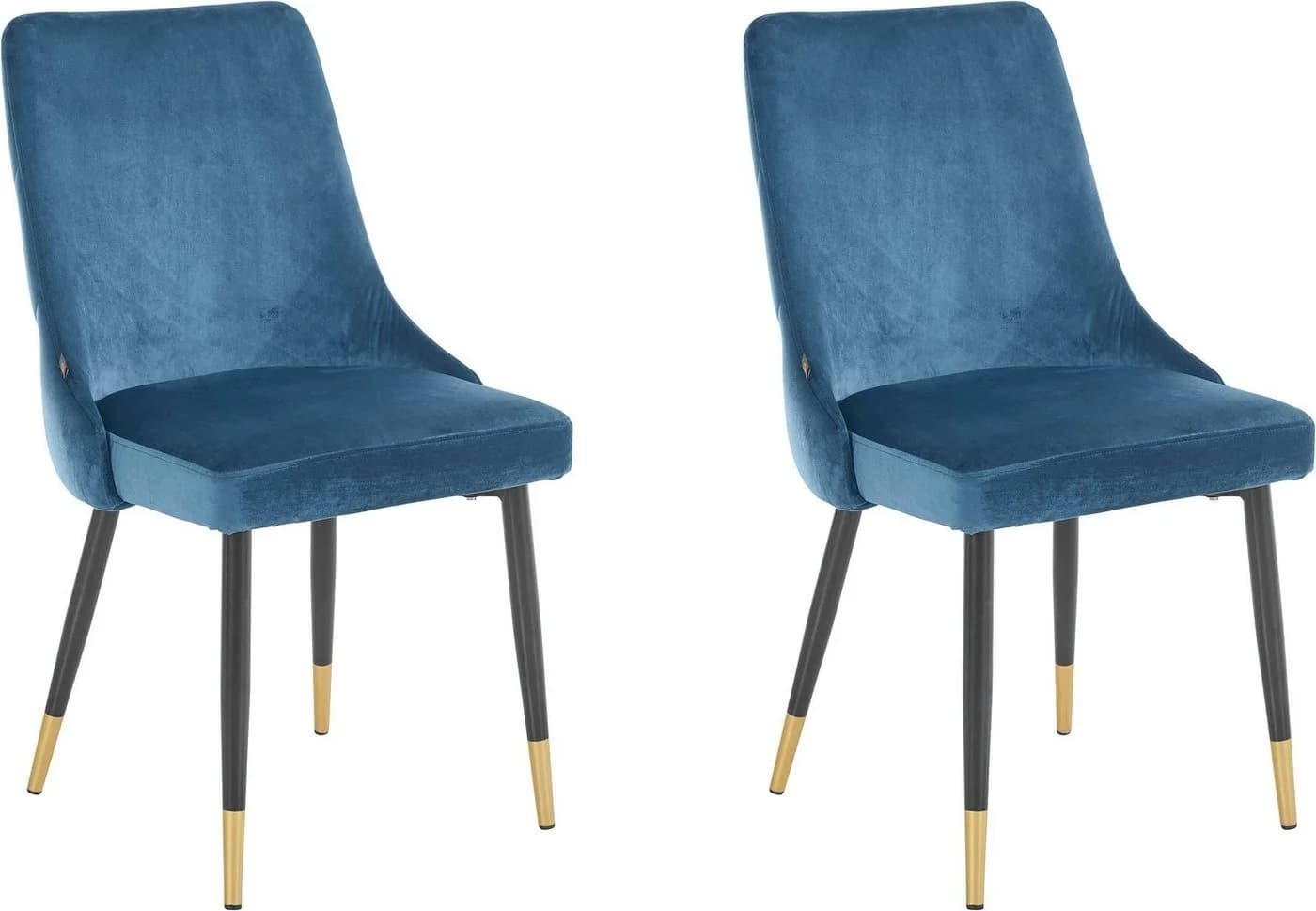 loft24 Esszimmerstuhl Inge 2er-Set Blau Samt Metallgestell - Bild 2