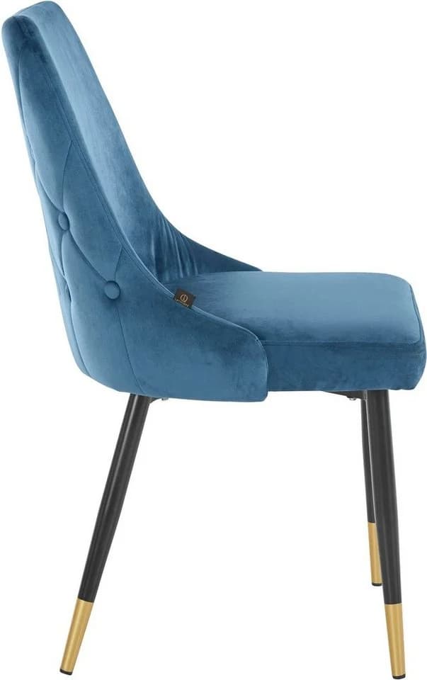 loft24 Esszimmerstuhl Inge 2er-Set Blau Samt Metallgestell - Bild 3