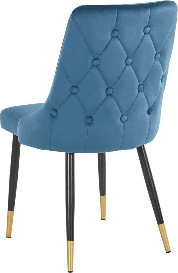 loft24 Esszimmerstuhl Inge 2er-Set Blau Samt Metallgestell - Bild 5