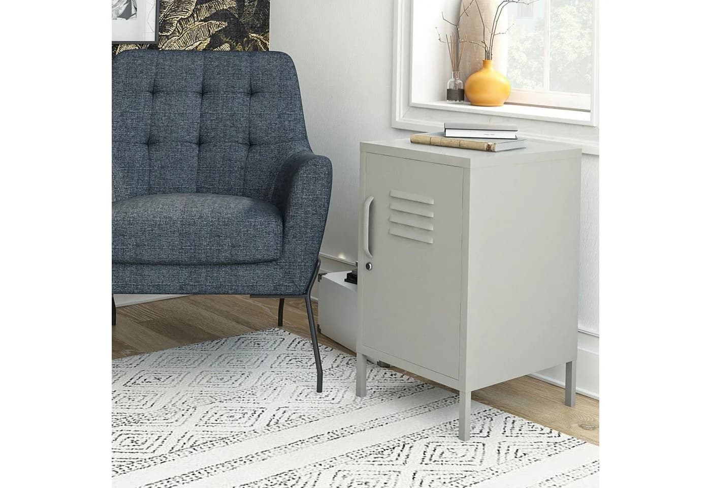 loft24 Nachtschrank Bradford Grau Metall Retro Look - Bild 4