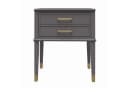 loft24 Beistelltisch Westerleigh Grau mit Schublade und Gold-Akzenten Bild 1