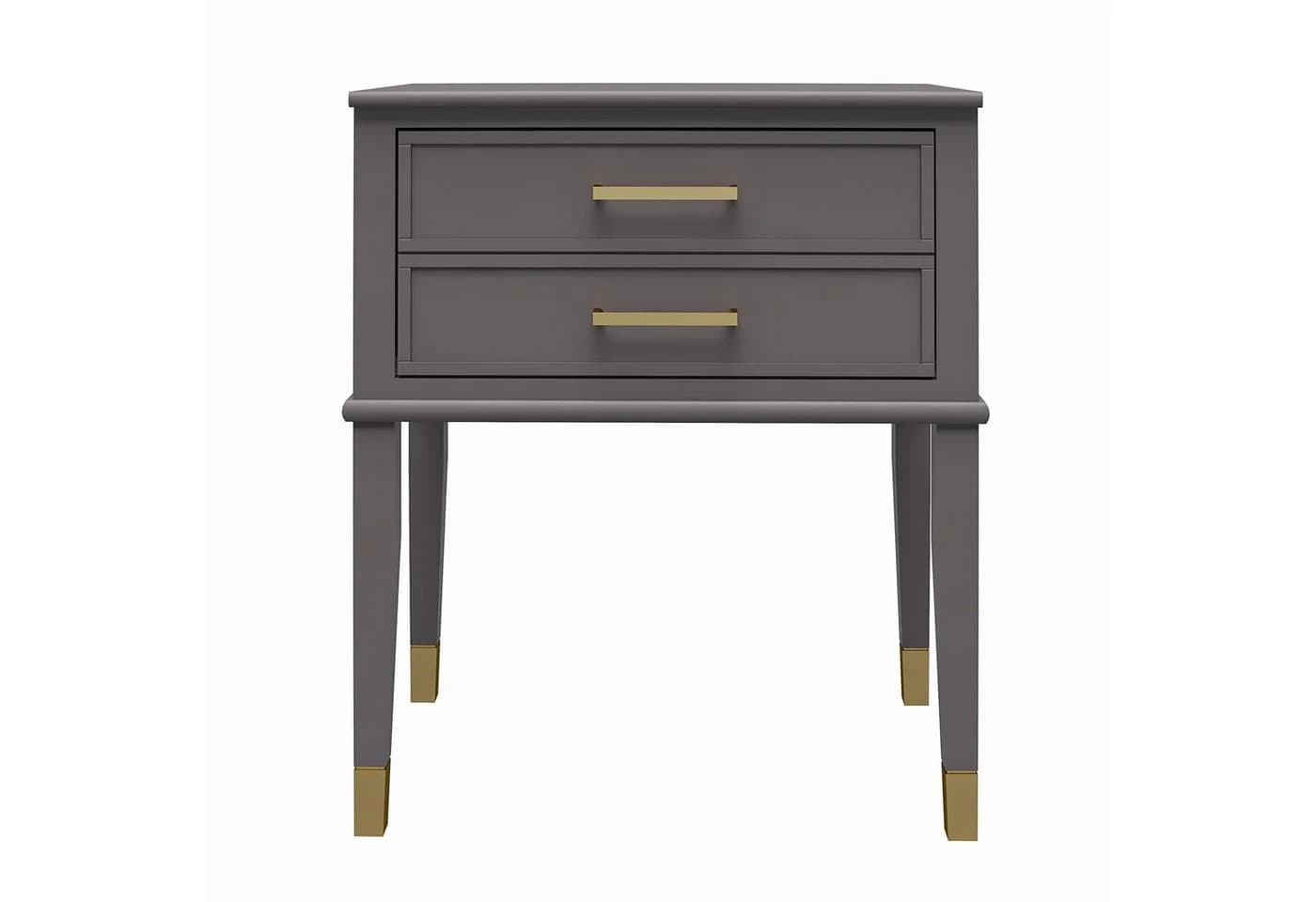 loft24 Beistelltisch Westerleigh Grau mit Schublade und Gold-Akzenten