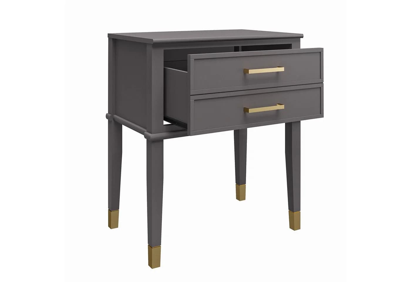 loft24 Beistelltisch Westerleigh Grau mit Schublade und Gold-Akzenten - Bild 3