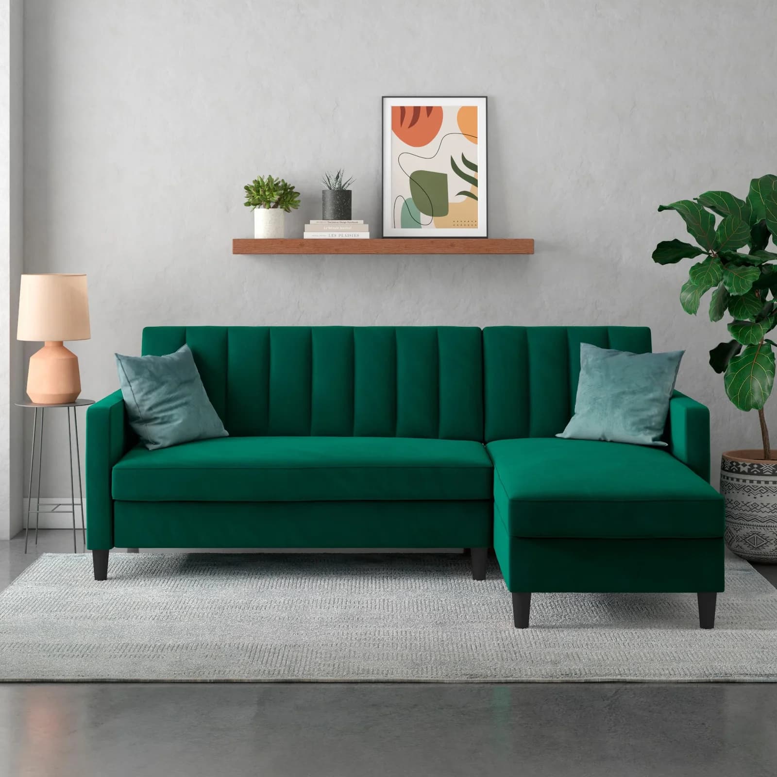 DOREL HOME Ecksofa Celine L-Form Dunkelgrün mit Bett-Funktion