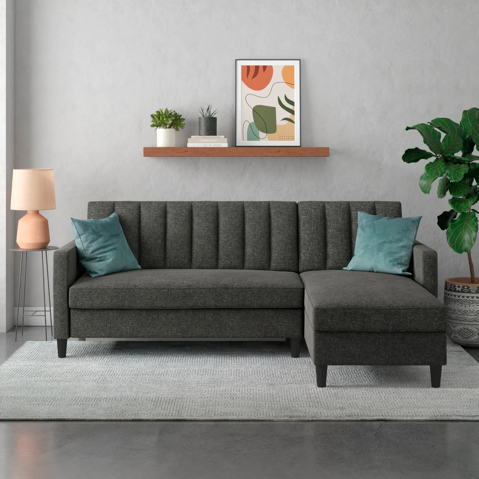 DOREL HOME Ecksofa Celine L-Form Anthrazit mit Bettfunktion