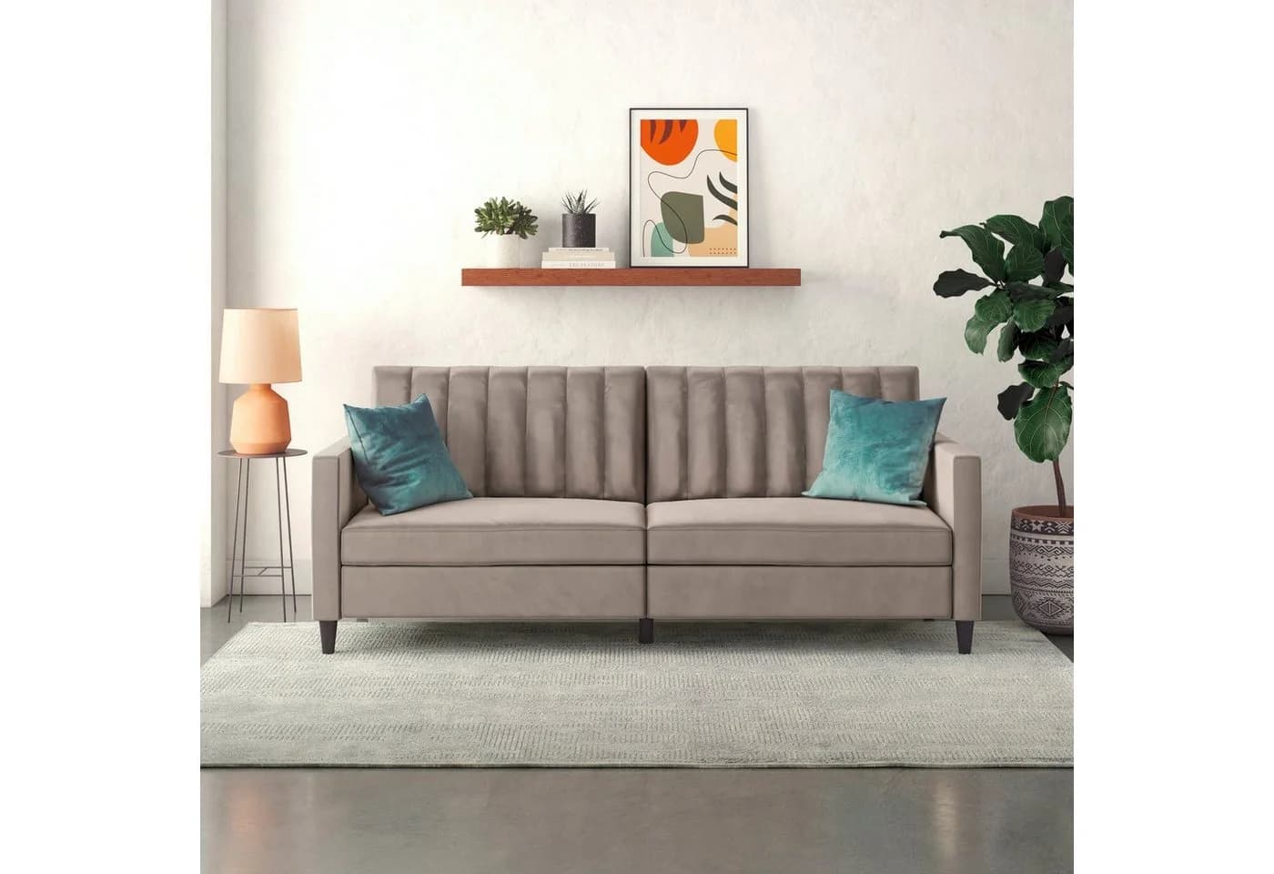 DOREL HOME Celine 3-Sitzer Sofa Taupe Samtvelours Verstellbar - Bild 2