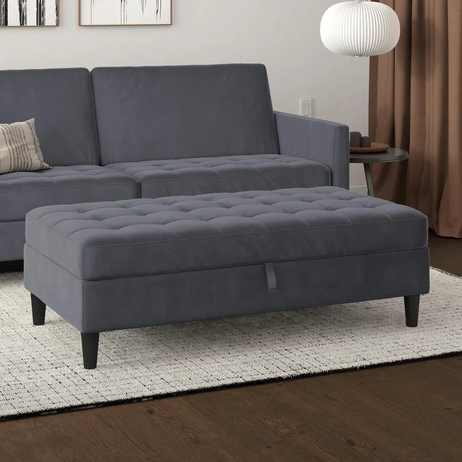 DOREL HOME Stauraumhocker Presley Anthrazit Veloursstoff