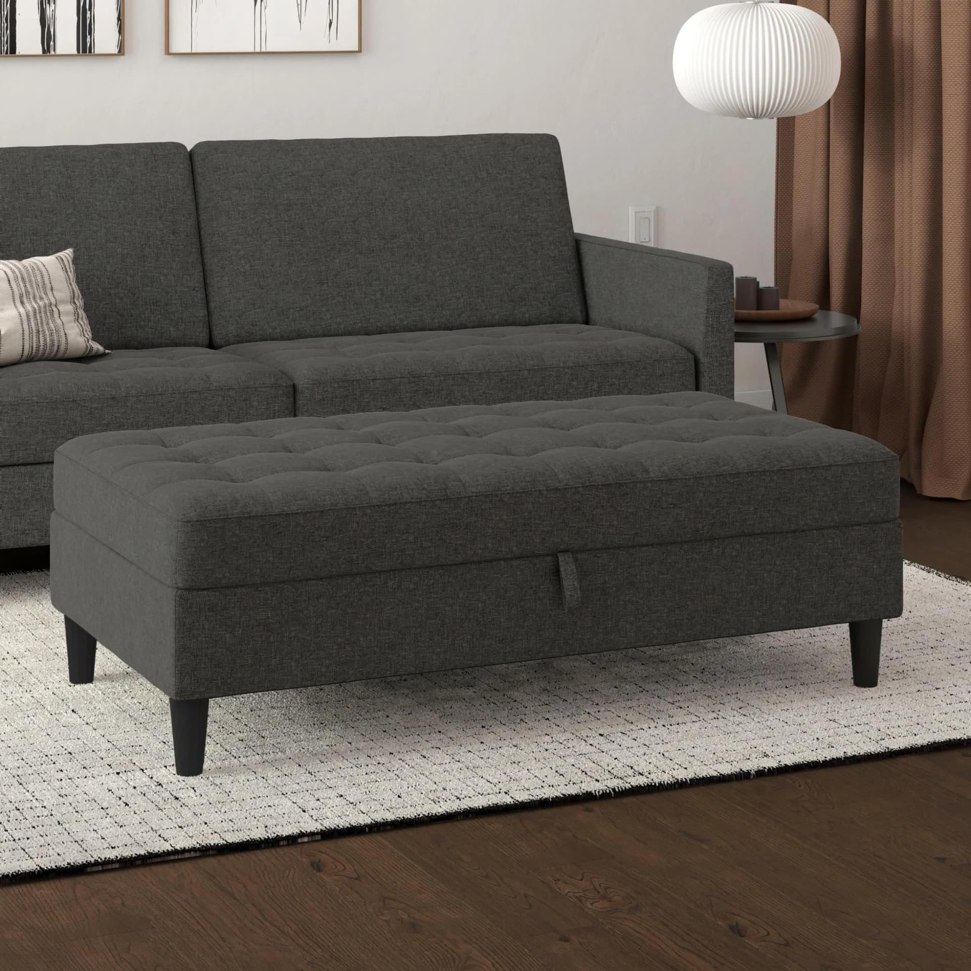 DOREL HOME Stauraumhocker Presley Anthrazit mit Staufach