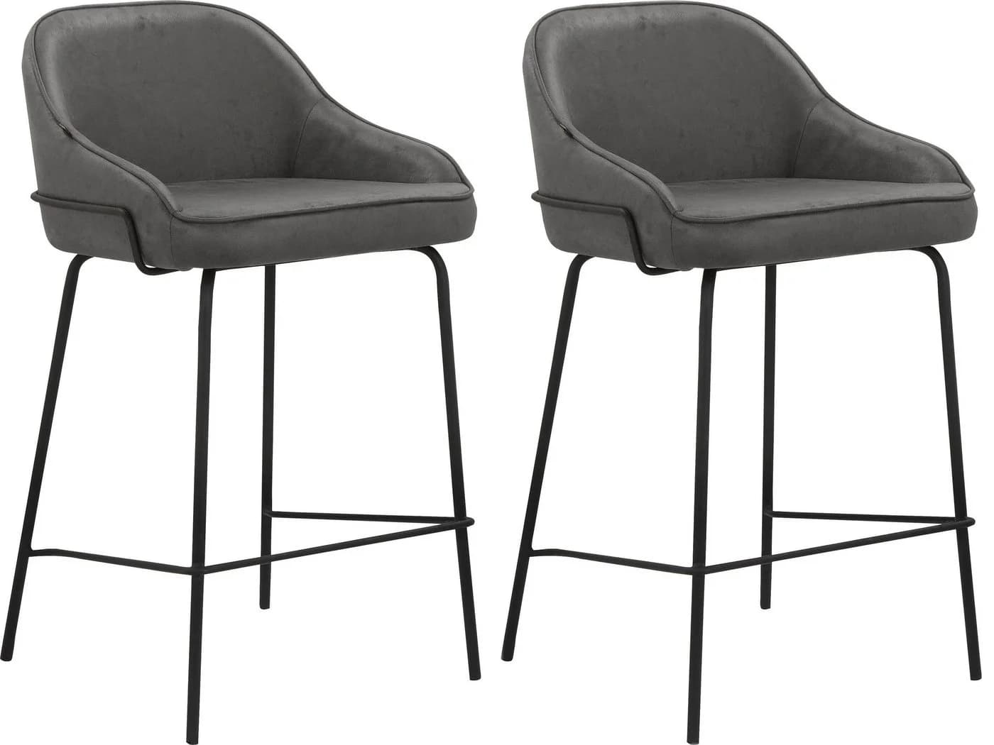 loft24 Barhocker Amanda Grau Mikrofaser Metallgestell (2er Set) - Bild 2