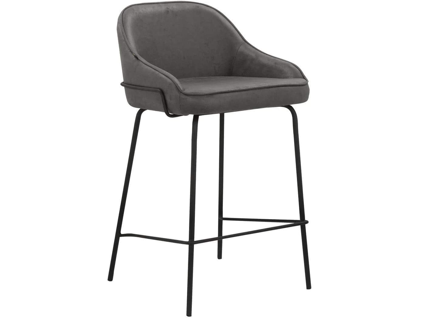 loft24 Barhocker Amanda Grau Mikrofaser Metallgestell (2er Set) - Bild 5