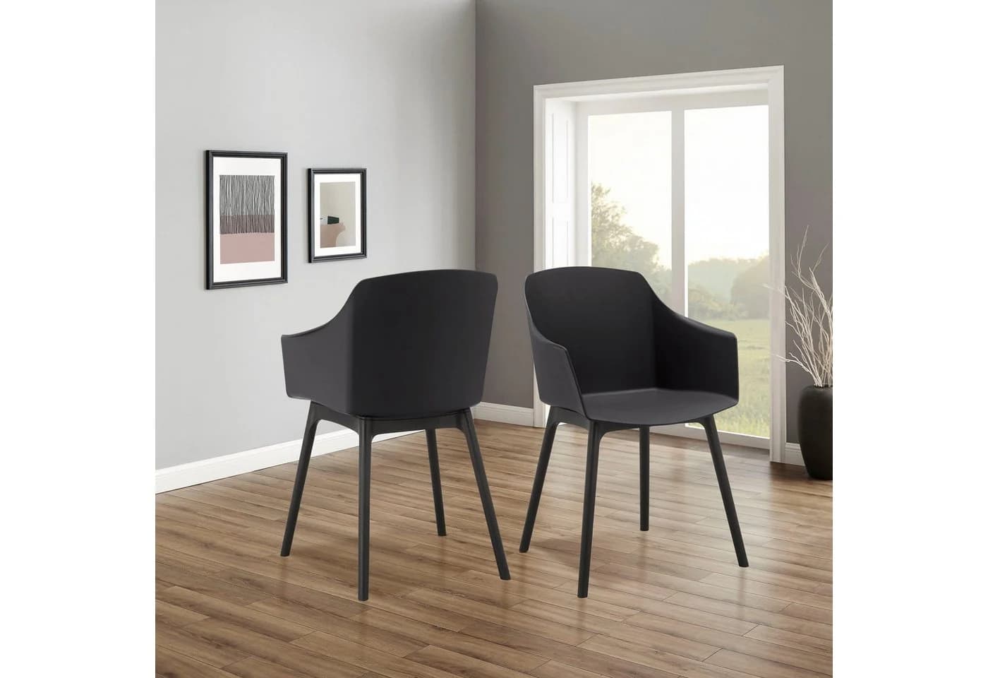 loft24 Esszimmerstuhl Nolia 2er-Set Schwarz Kunststoff Modern - Bild 2