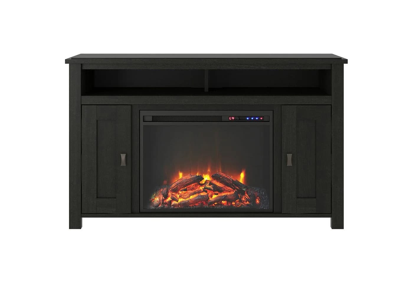 loft24 Kaminumbauschrank Farmington Sideboard mit Elektrokamin Schwarz