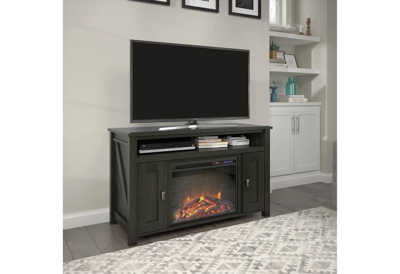 loft24 Kaminumbauschrank Farmington Sideboard mit Elektrokamin Schwarz - Bild 5