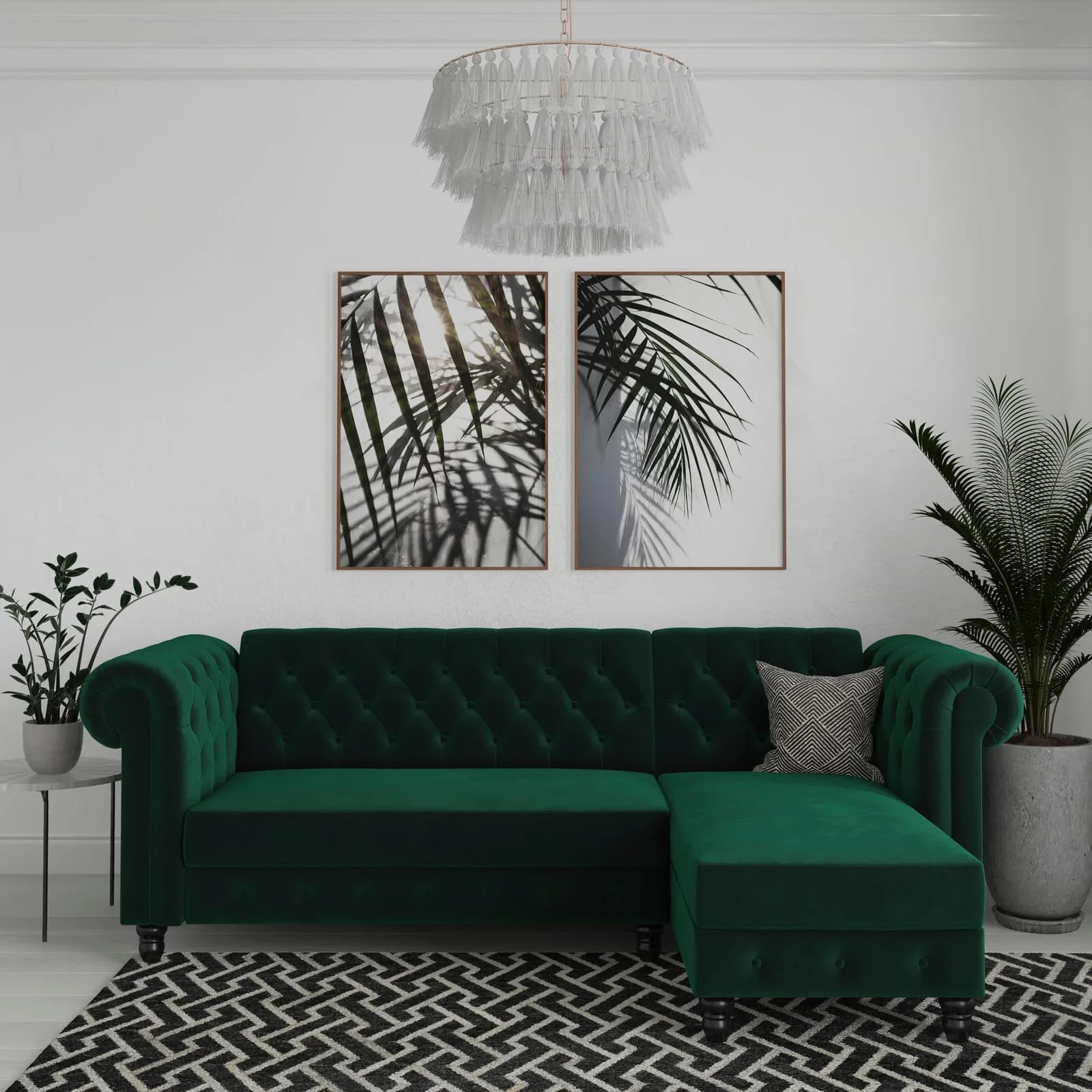 Vintage Ecksofa in Dunkelgrün