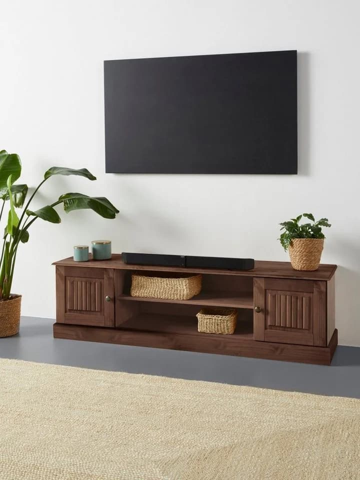 Home affaire Lowboard Liotta Kommode mit Kabeldurchgang + 1 lose Einlegeboden Massives Kiefernholz
