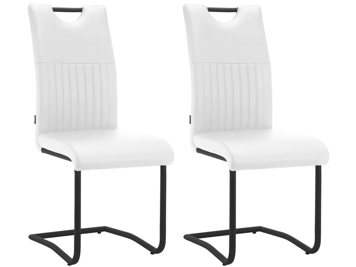 loft24 Freischwinger Leung Set 2 Stühle Weiß Kunstleder Metall - Bild 2