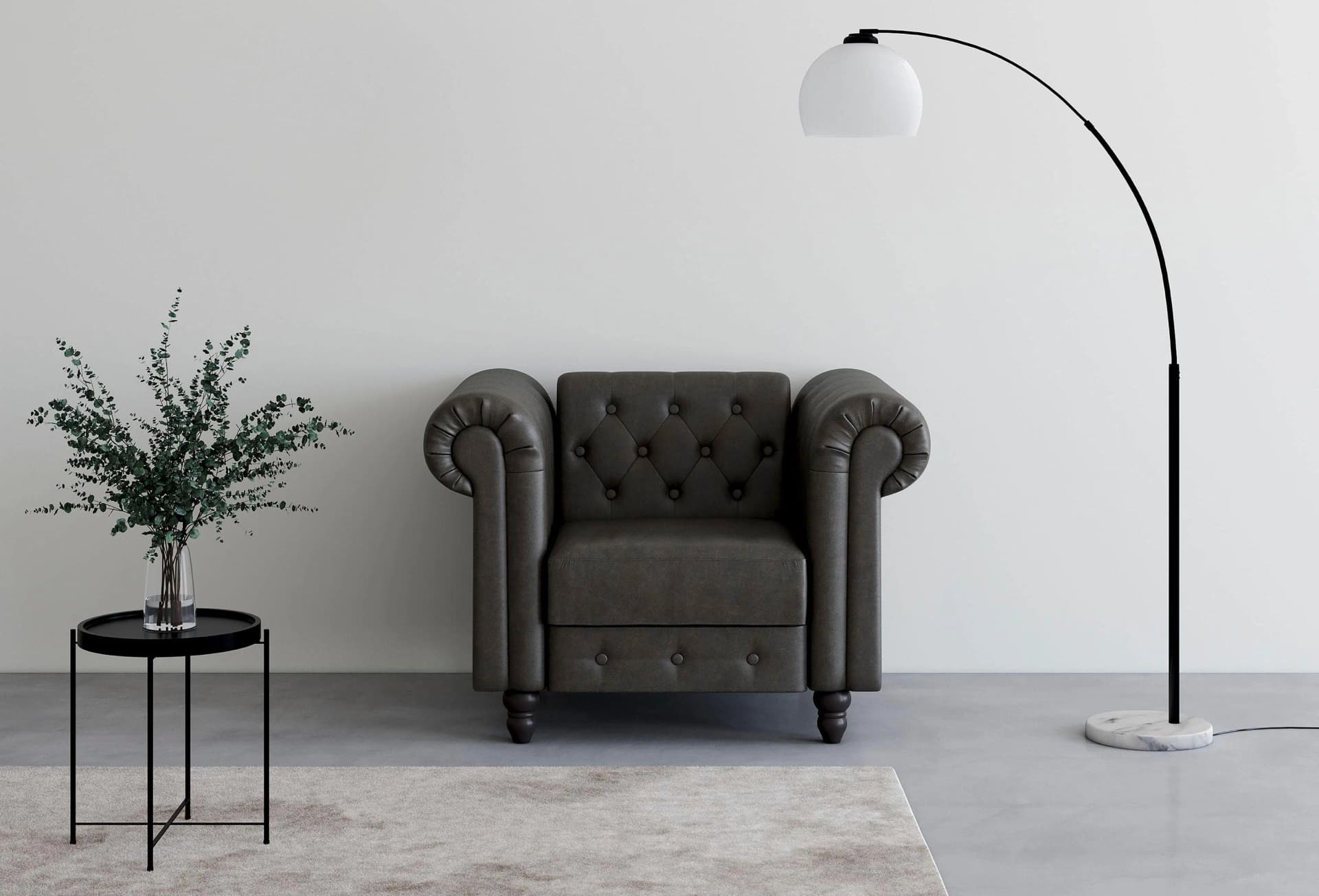Chesterfield-Sessel DOREL HOME Felix Anthrazit