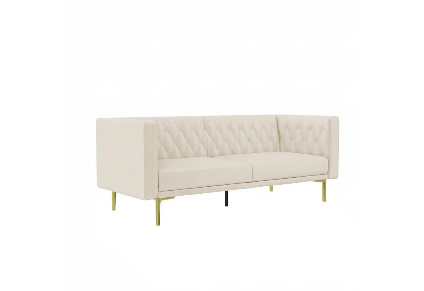 loft24 Sofa Marseille 3-Sitzer Samtbezug Elfenbein Gold Metallfüße - Bild 2