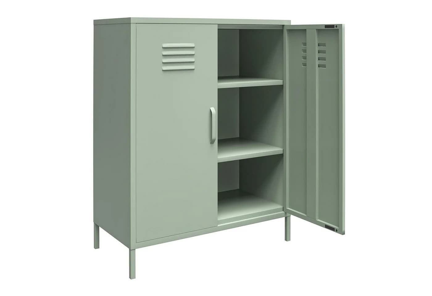 loft24 Metallschrank Mission District Highboard 2 Türen Retro Grün - Bild 3