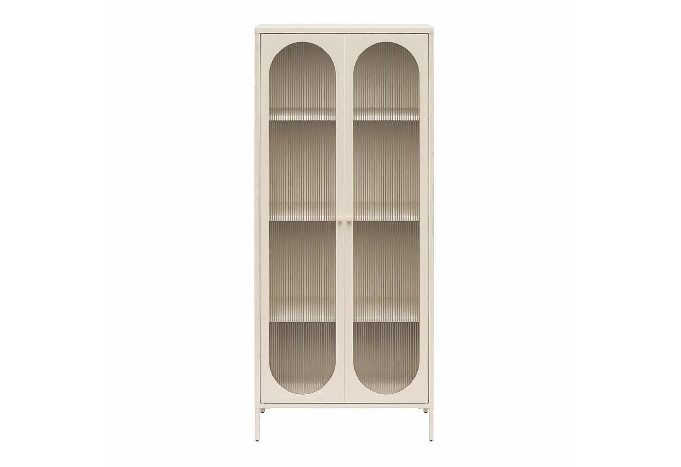 loft24 Vitrine Luna Standvitrine 2-türig Metall Glas weiß Vintage