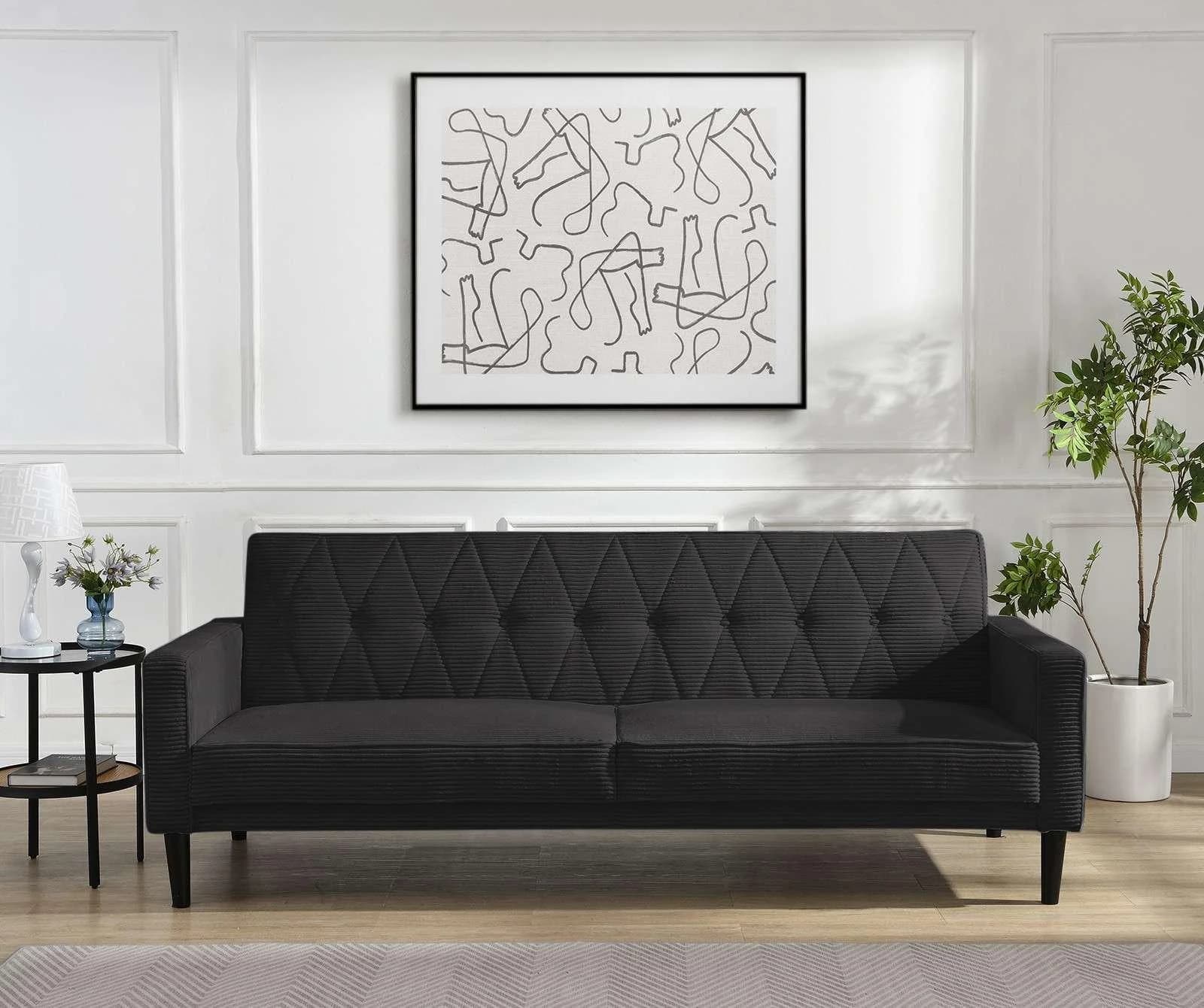 DOREL HOME Avon Schlafsofa 3-Sitzer Anthrazit Cord