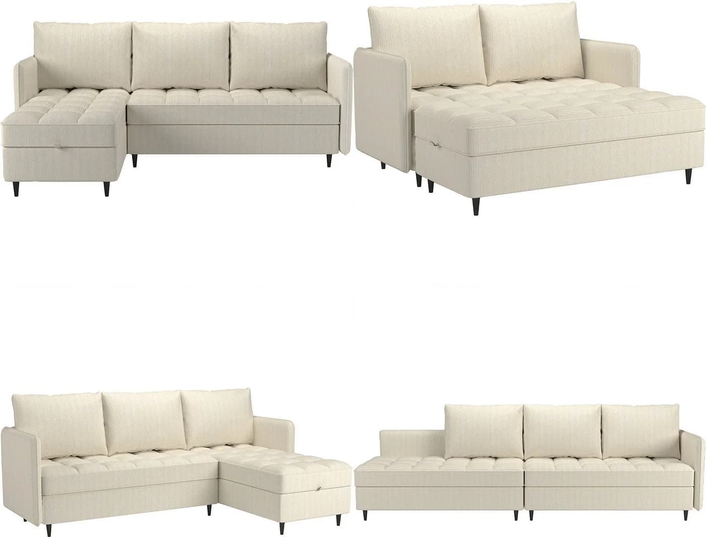 DOREL HOME Ecksofa LINDHUS L-Form Beige Cord Stauraum - Bild 4