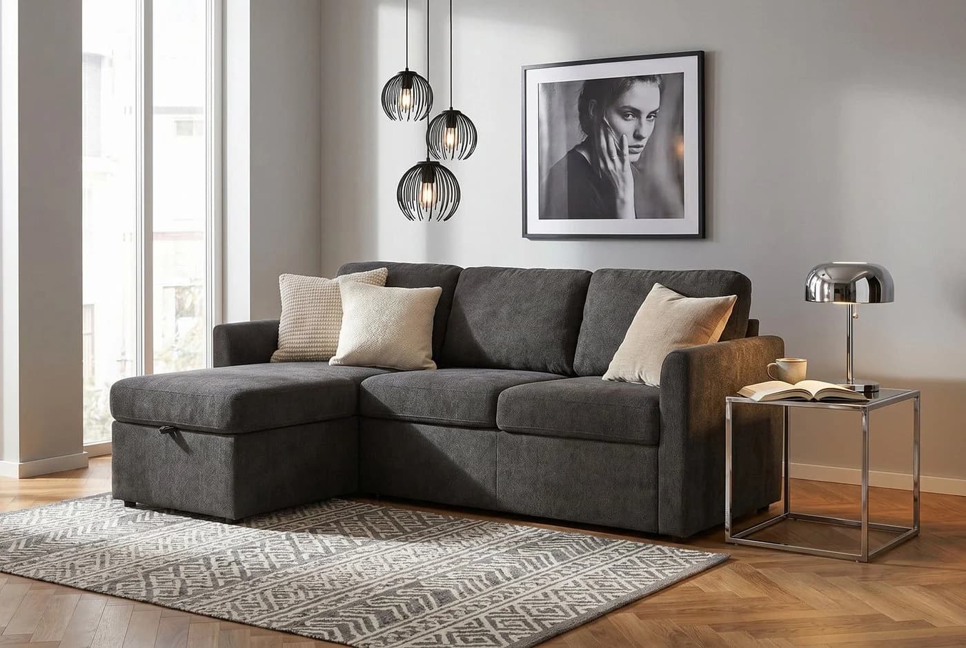 DOREL HOME Ecksofa NORDHUS L-Form Anthrazit mit Stauraum - Bild 2