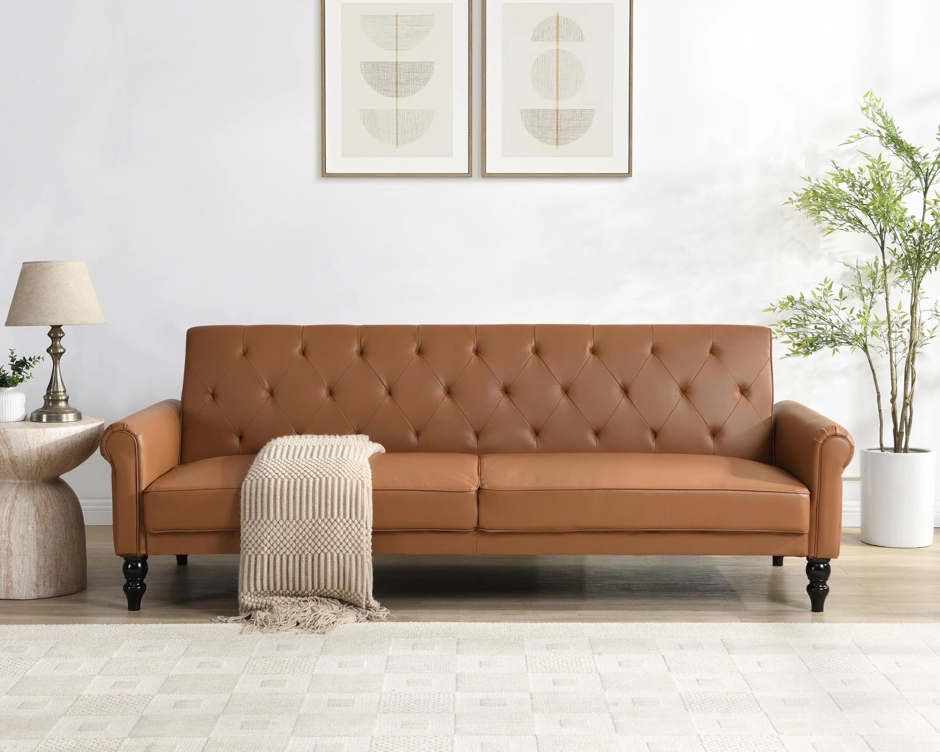 DOREL HOME Schlafsofa Tyne Cognac Kunstleder