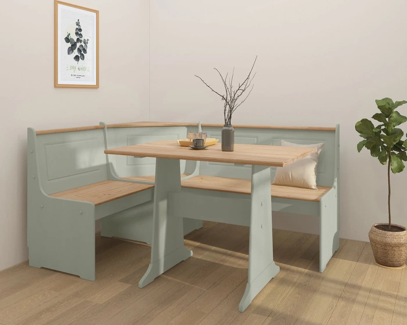 OTTO HOME Essgruppe Sascha Eckbank mit Tisch Massivholz Salbei - Bild 2