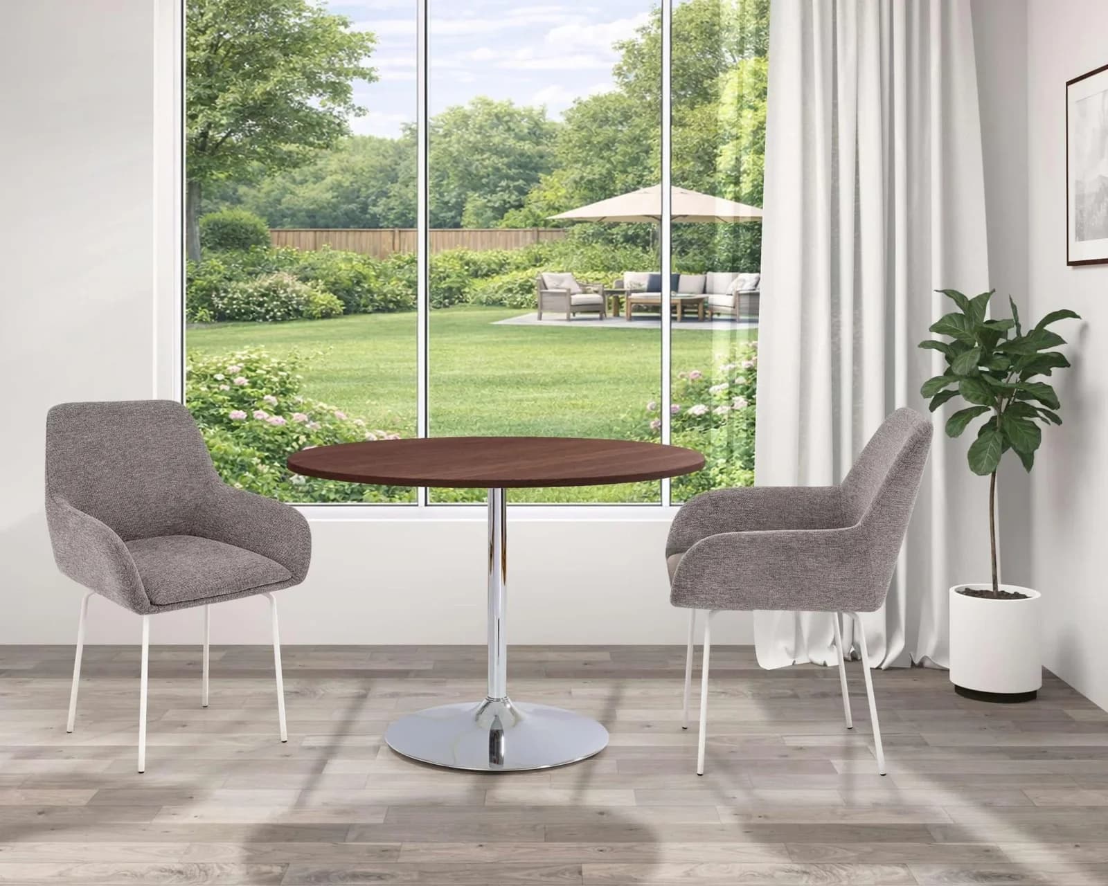 OTTO HOME Esstisch Trompet rund Walnuss Chrom
