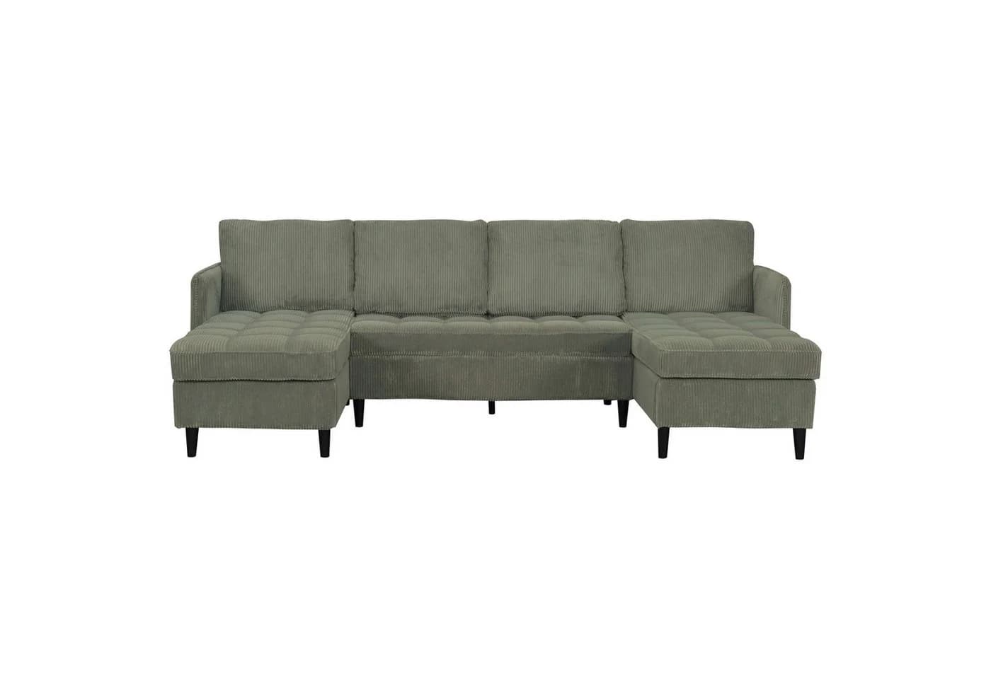 Dorel Home Wohnlandschaft LINDHUS Modulsofa Cord Grün U-Form - Bild 5