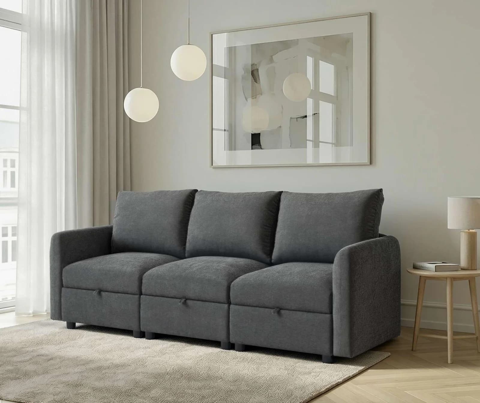DOREL HOME STILHUS 3-Sitzer Modularsofa grau mit Stauraum